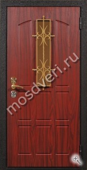 Темно-красная железная дверь МДФ с элементами ковки - купить от производителя Мосдвери Темно-красная железная дверь МДФ с элементами ковки