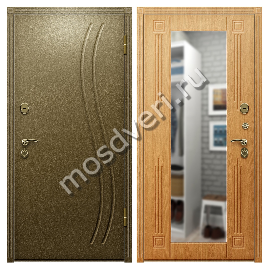 Дверь входная для загородного дома утепленная с зеркалом - купить от производителя Мосдвери Дверь входная для загородного дома утепленная с зеркалом