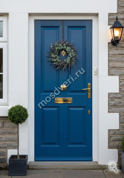 Высокая входная дверь в коттедж синяя - купить от производителя Мосдвери Высокая входная дверь в коттедж синяя
